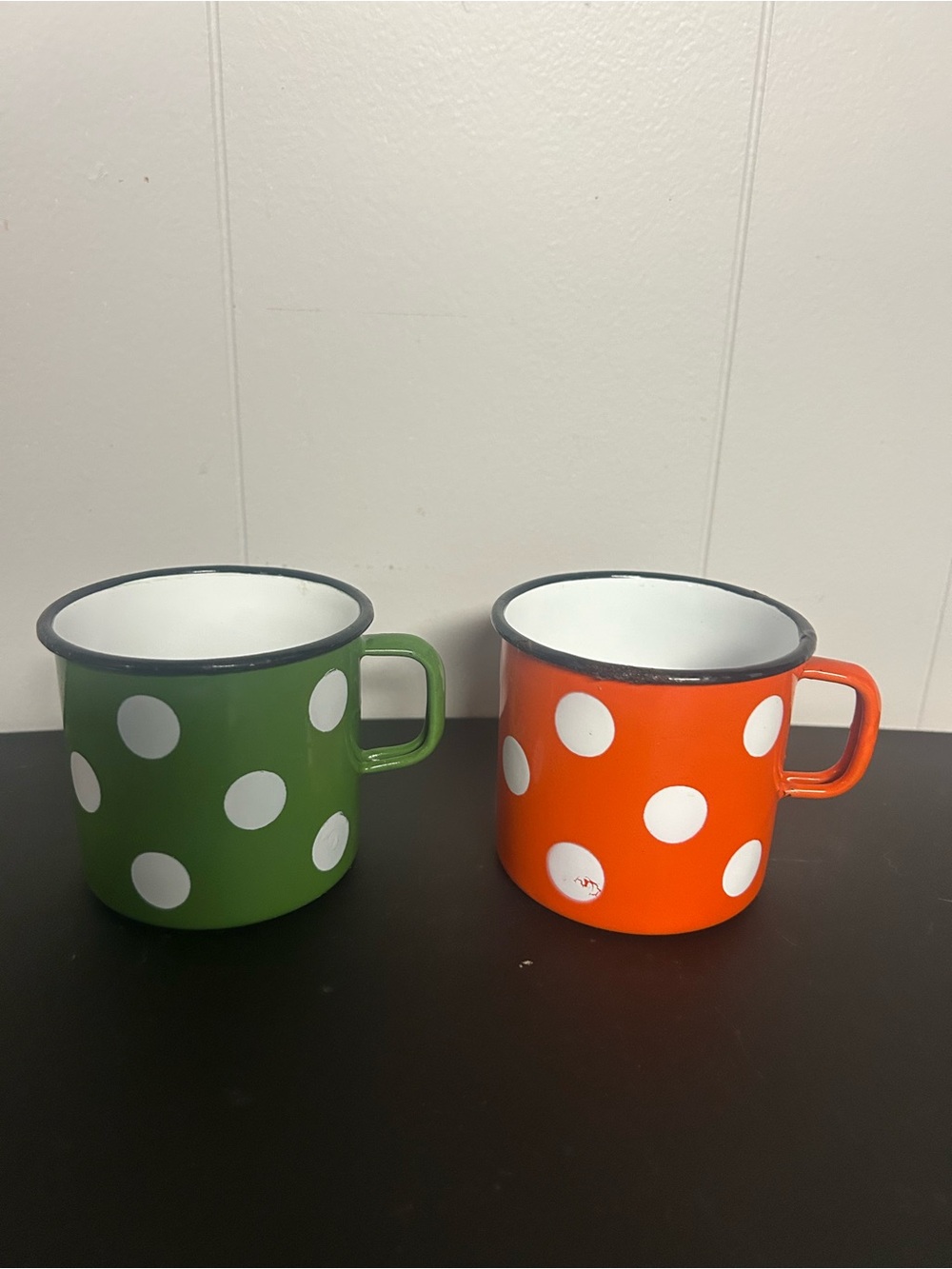 Vintage Enamelware made in Yugoslavia Emo Celje coffee mugs set of 2